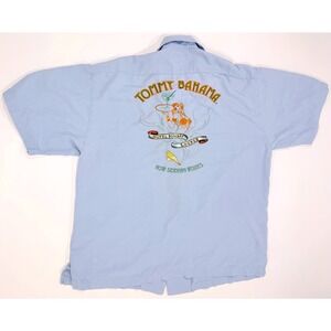 Tommy Bahama Hotel Bombay Lounge Silk Shirt Men XL Blue Embroidered Camp Martini
